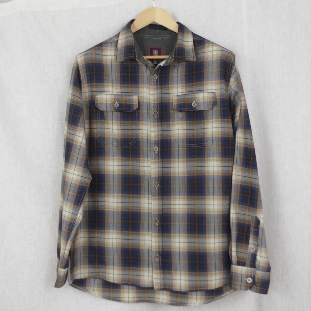 Men's Swiss Tech Plaid Flannel Shirt Size Large